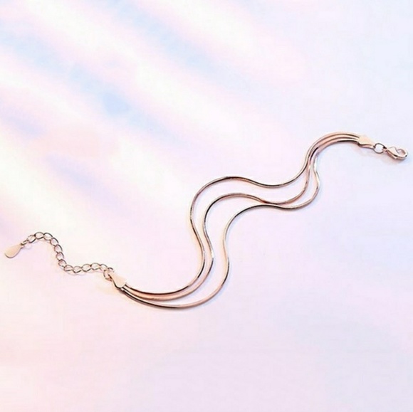 Simple Shiny Rose Gold Triple Layer Bracelet - Picture 2 of 3